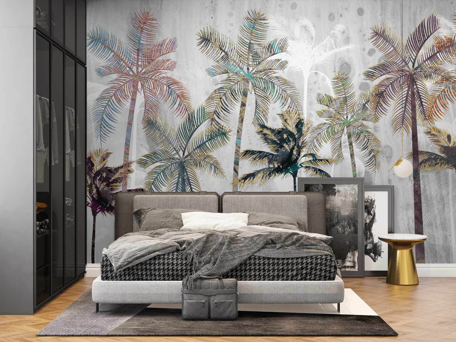 Фотошпалери проливний дощ серед пальм