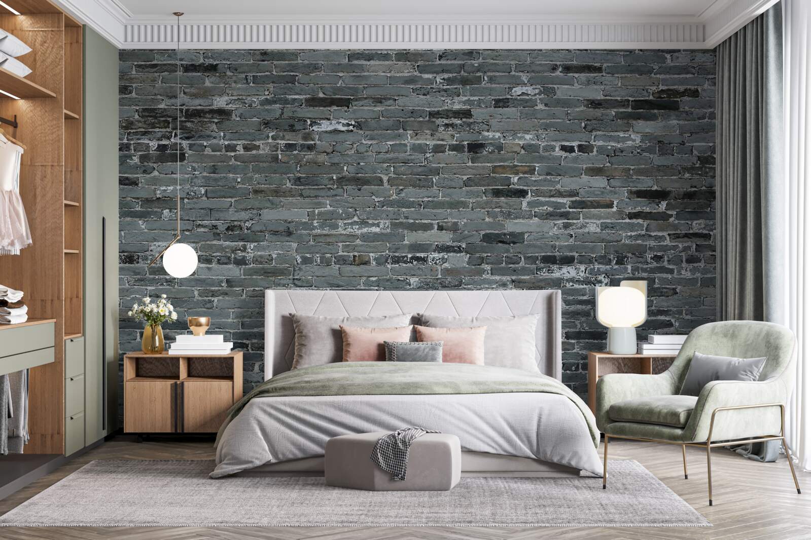 Фотошпалери матово-сіра цегла