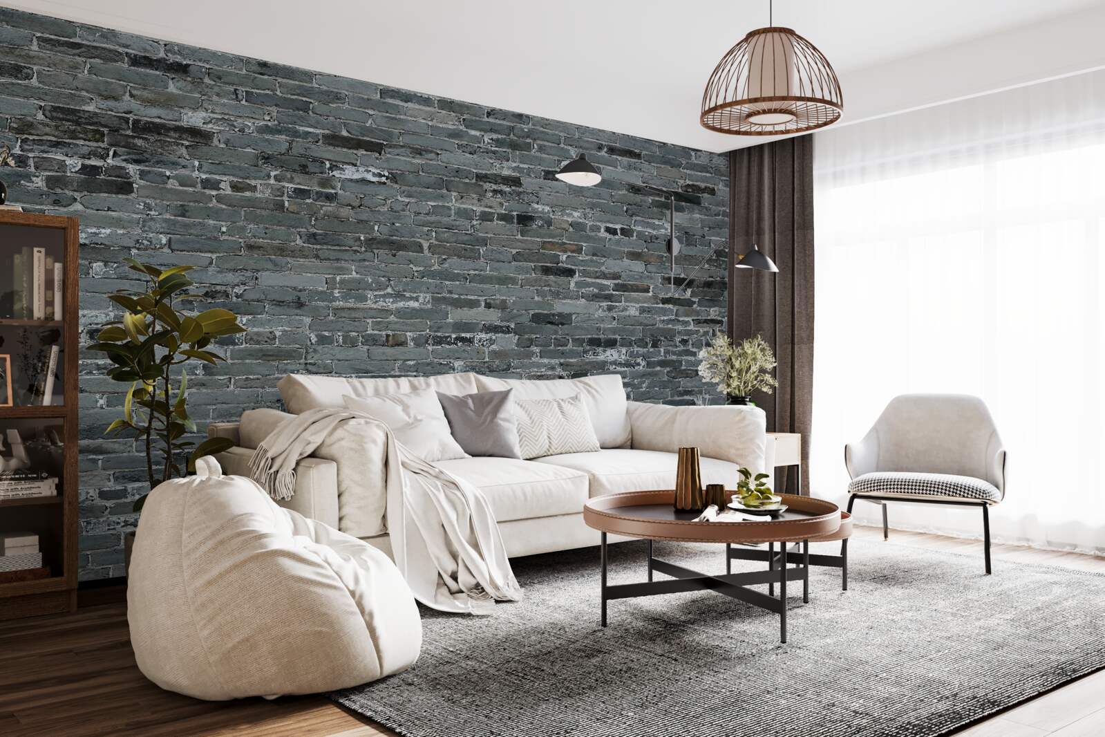 Фотошпалери матово-сіра цегла