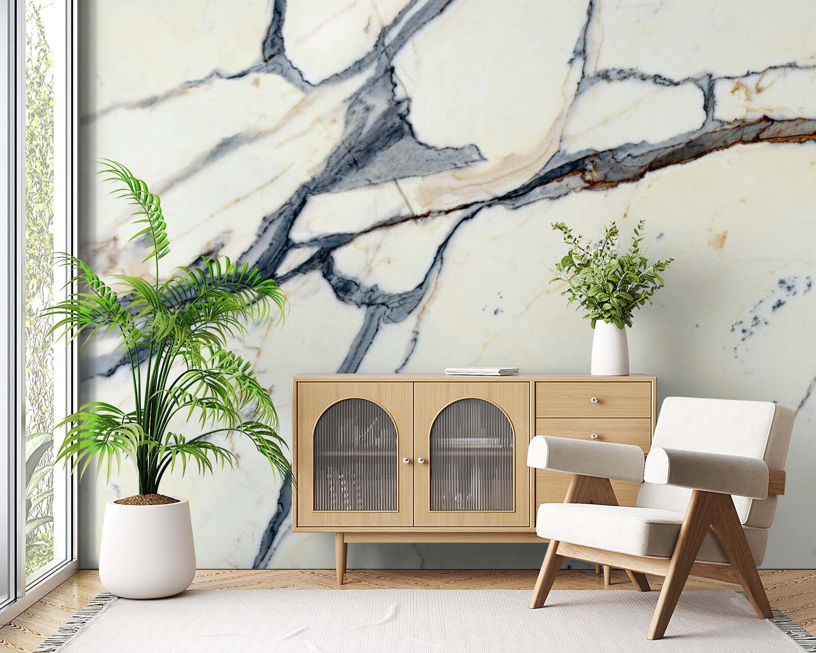 Фотошпалери світлий мармур з чорними вкрапленнями