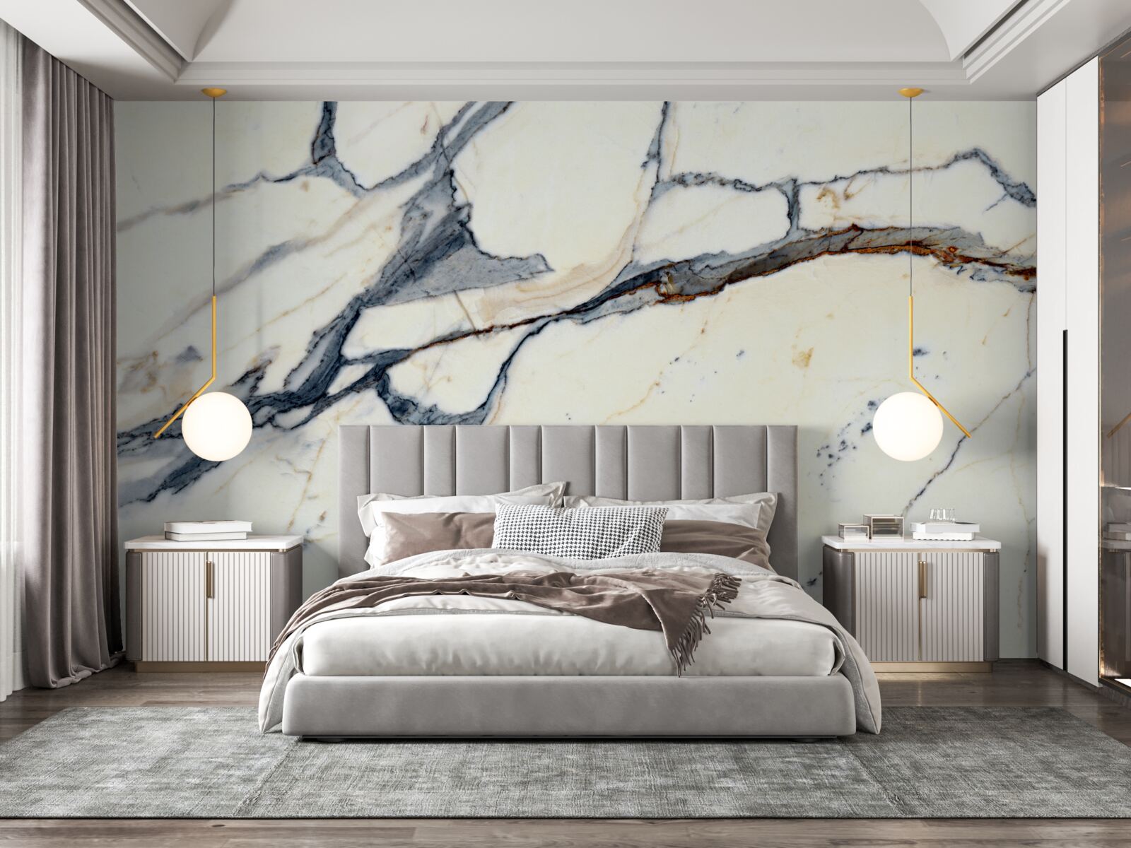 Фотошпалери світлий мармур з чорними вкрапленнями