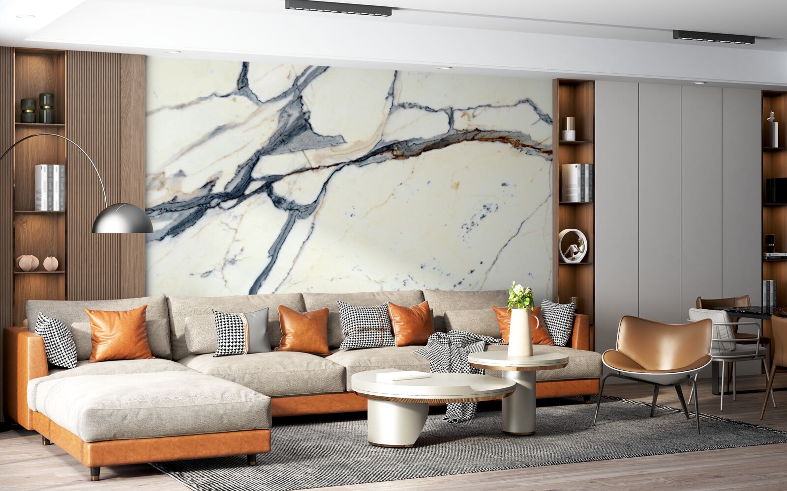 Фотошпалери світлий мармур з чорними вкрапленнями