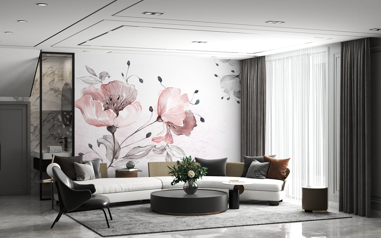 Фотошпалери ніжні, витончені квіти, що колишуться на вітрі