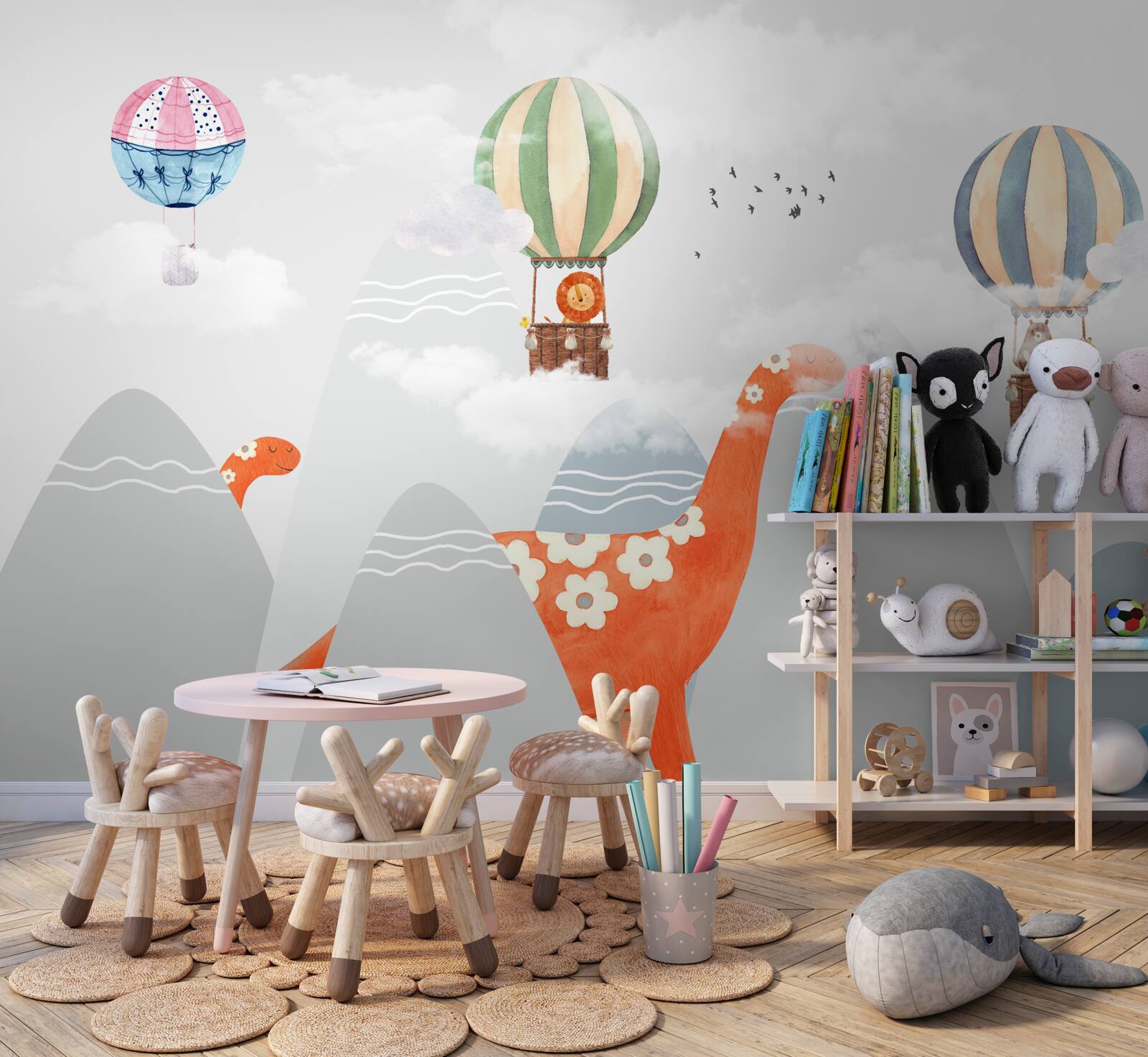 Фотошпалери динозаври блукають серед гір