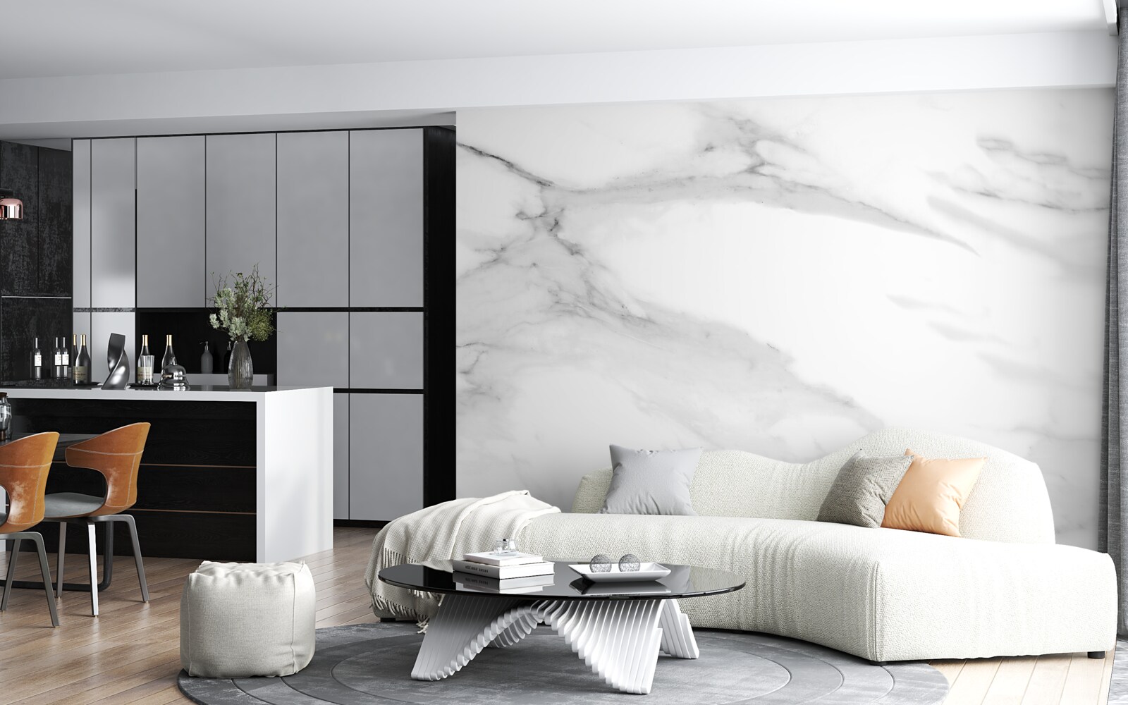 Фотошпалери сіро-біла пара