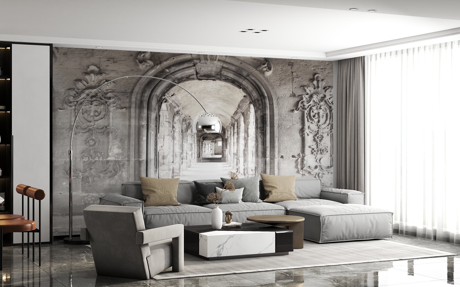 Фотошпалери нескінченні гладкі арочні кам'яні утворення