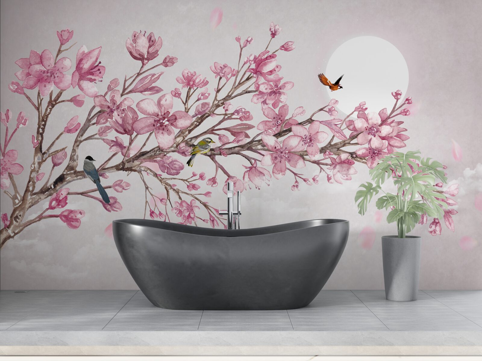 Фотошпалери захоплююча рожева магнолія, що світиться в сонячний день