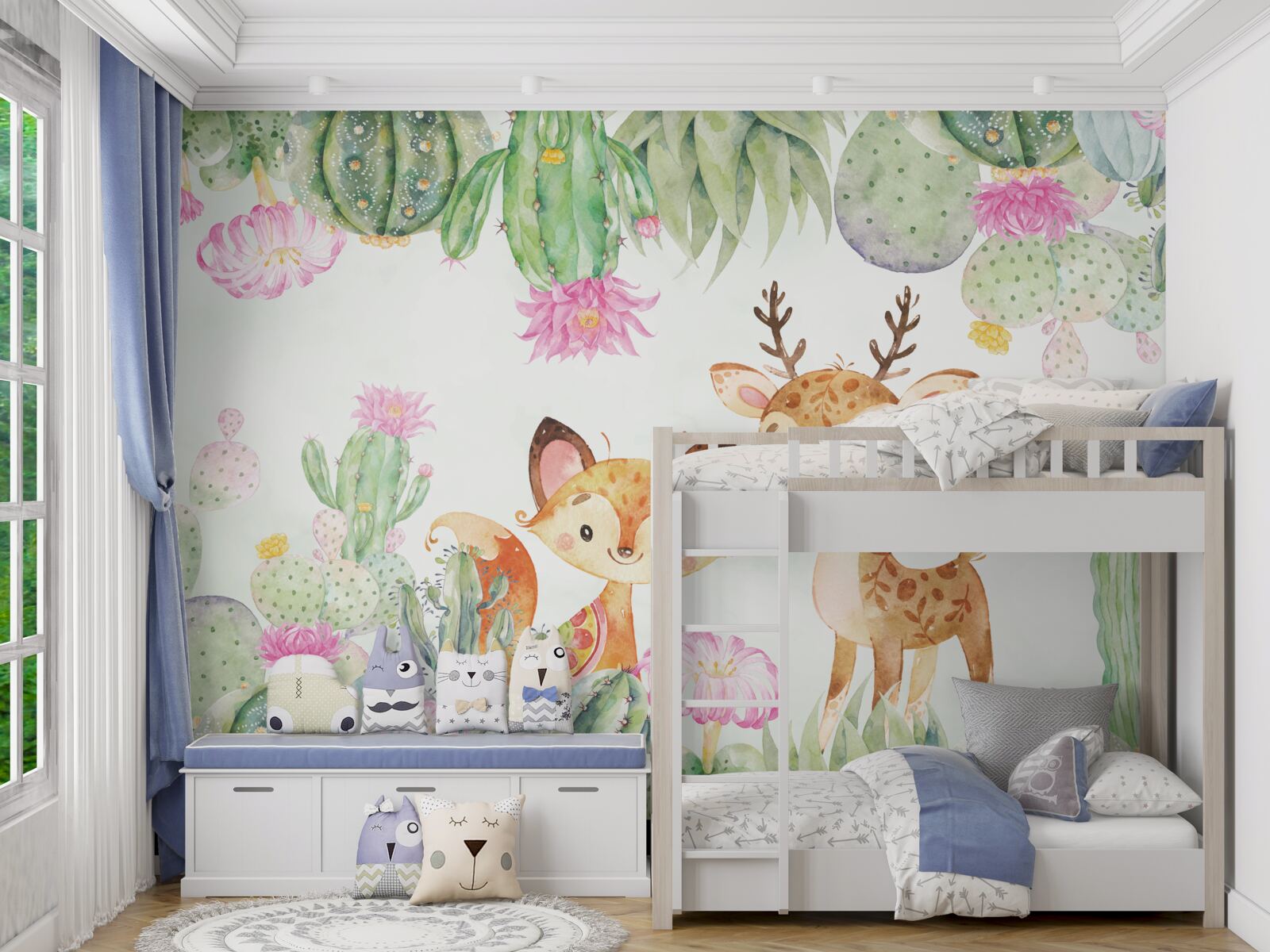 Фотошпалери маленька лисичка та молодий олень