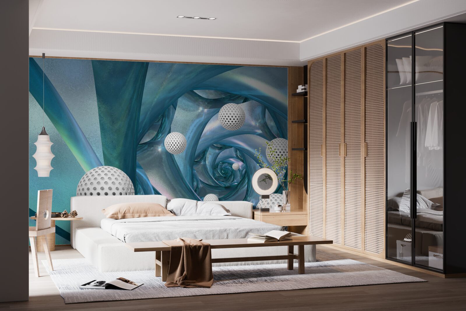 Фотошпалери за відсутності гравітації кульки білі