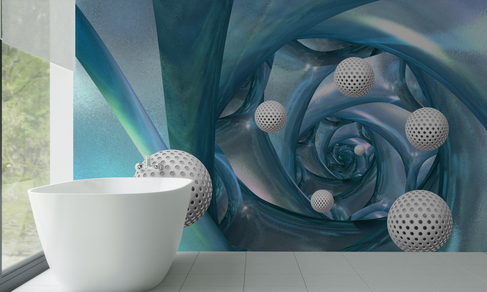 Фотошпалери за відсутності гравітації кульки білі