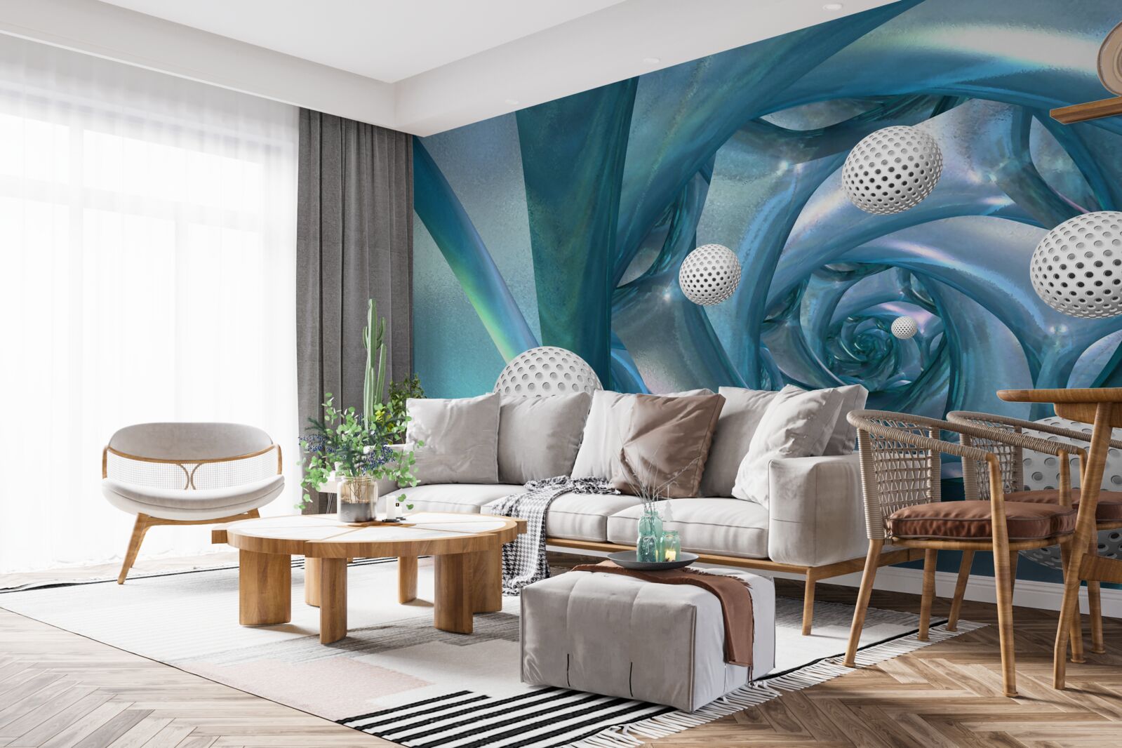 Фотошпалери за відсутності гравітації кульки білі