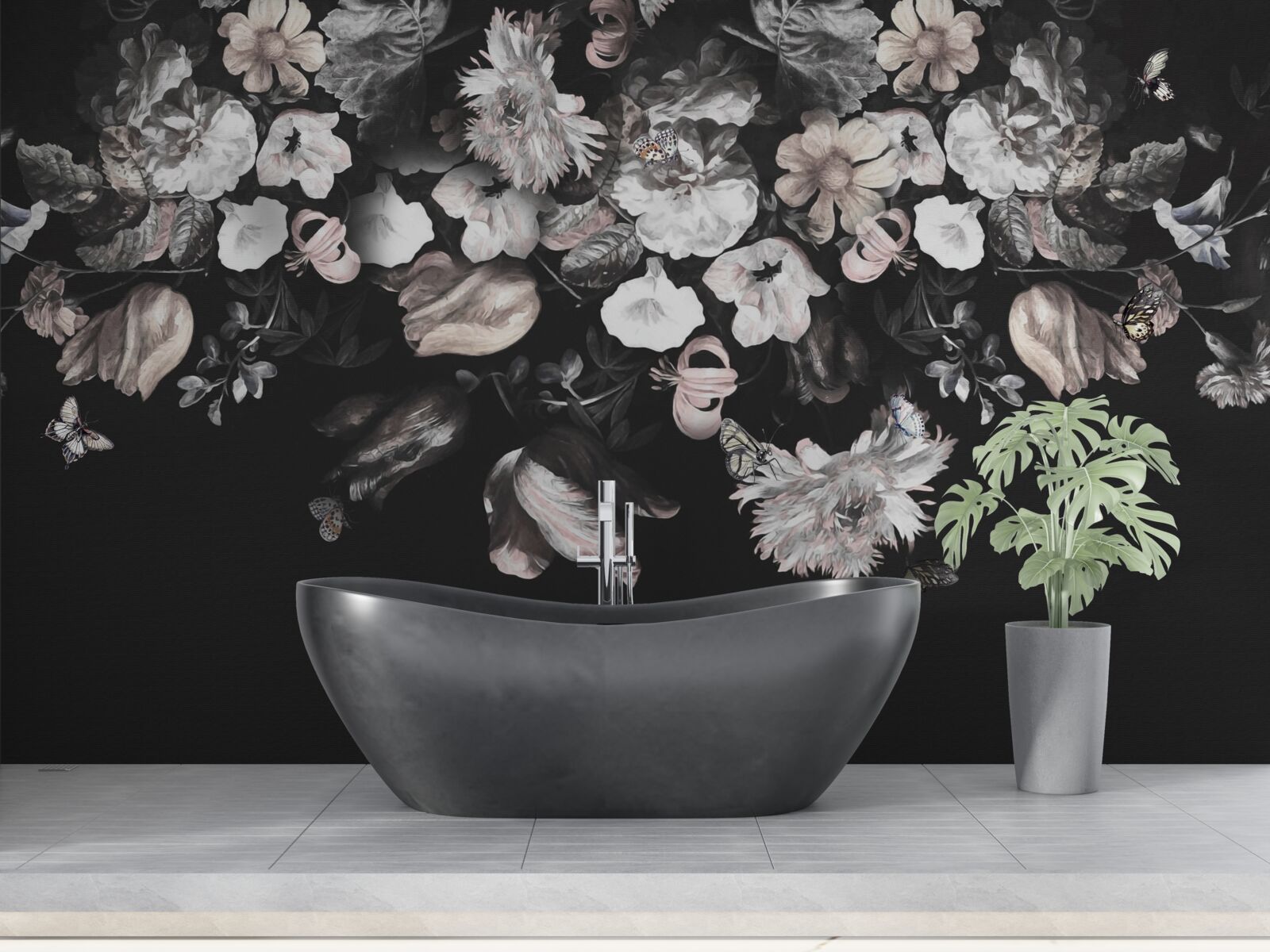 Фотошпалери білі квіткові бутони на темному тлі