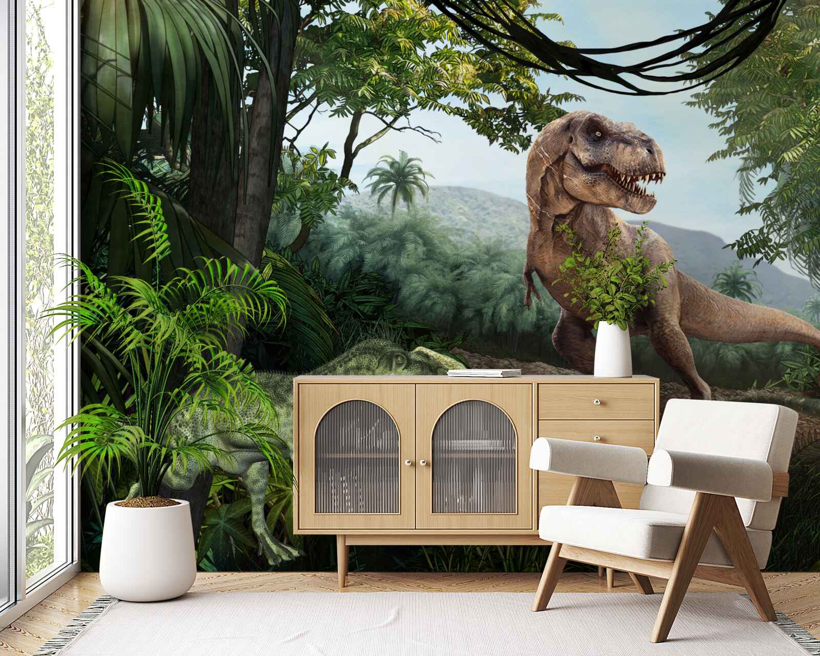 Фотошпалери період динозаврів у тропіках