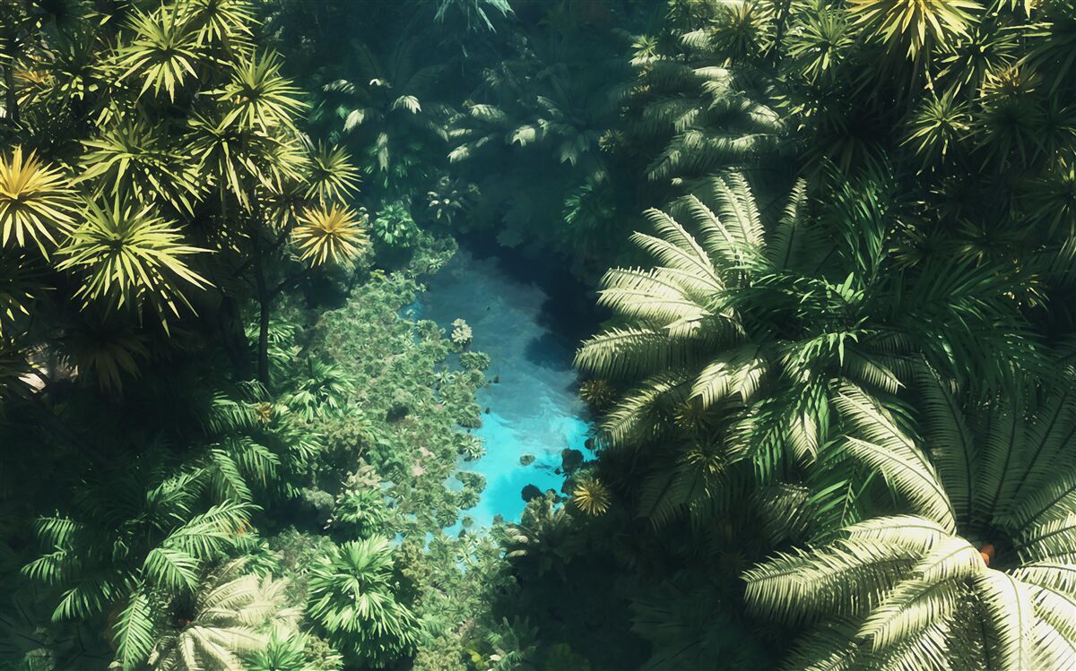 Фотошпалери нічне небо з тропічними рослинами