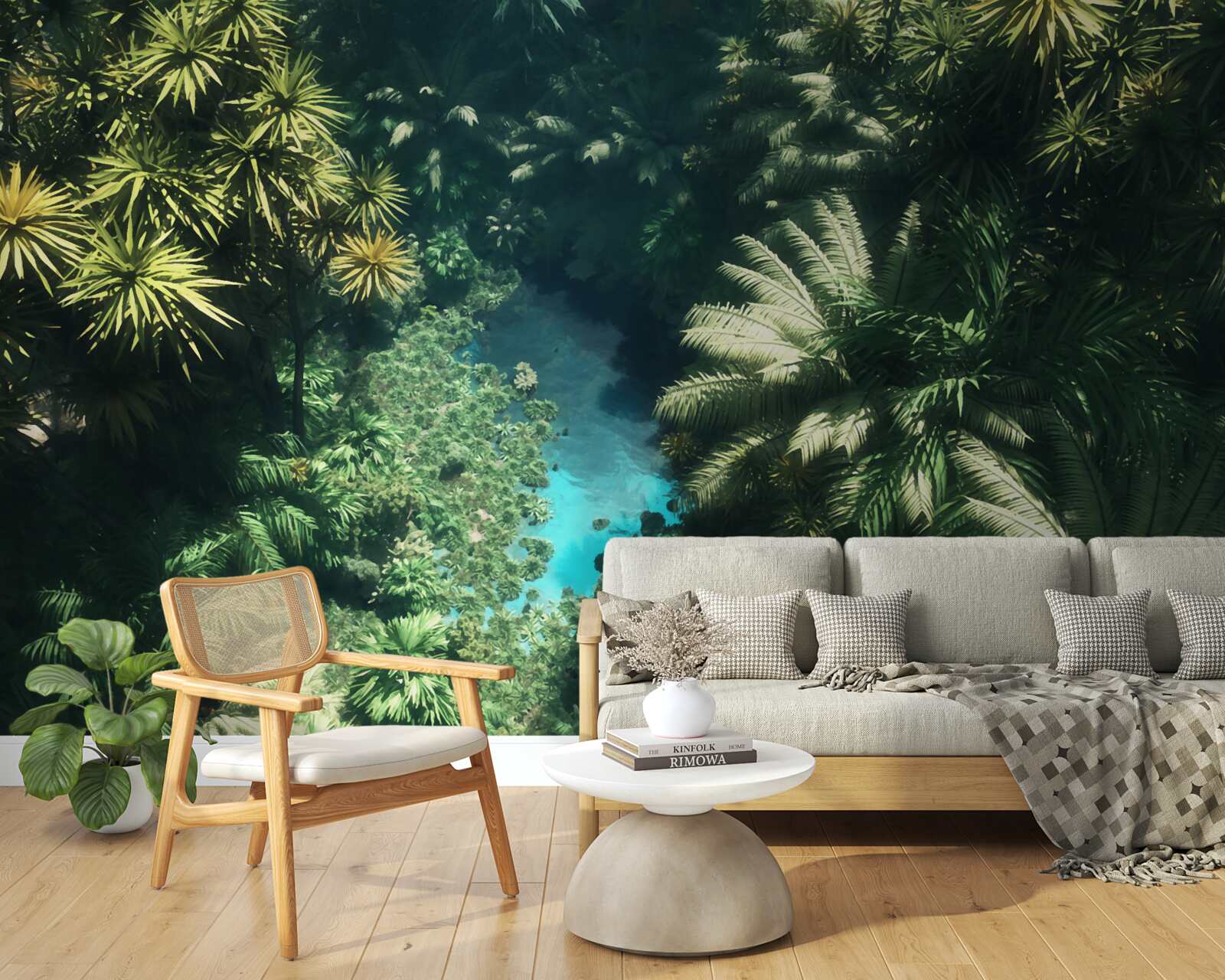 Фотошпалери нічне небо з тропічними рослинами