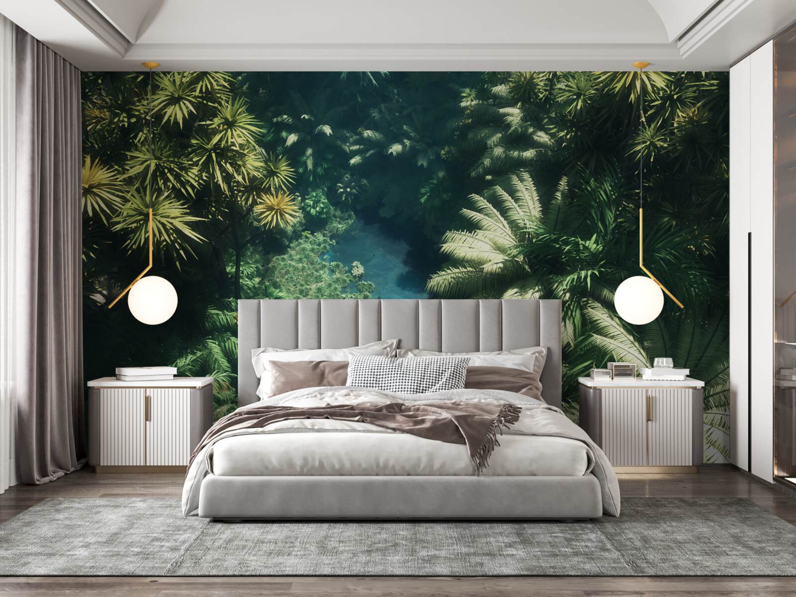 Фотошпалери нічне небо з тропічними рослинами