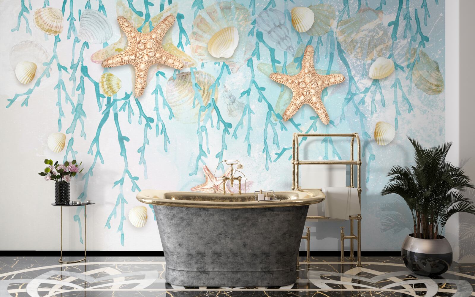 Фотошпалери зоряне небо і морський берег