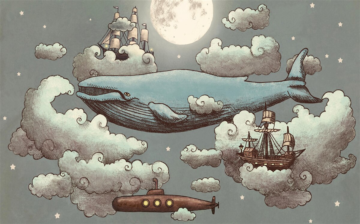 Фотошпалери гігантський кашалот серед хмар