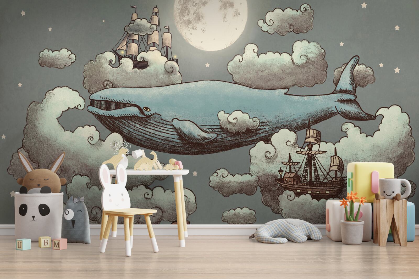 Фотошпалери гігантський кашалот серед хмар