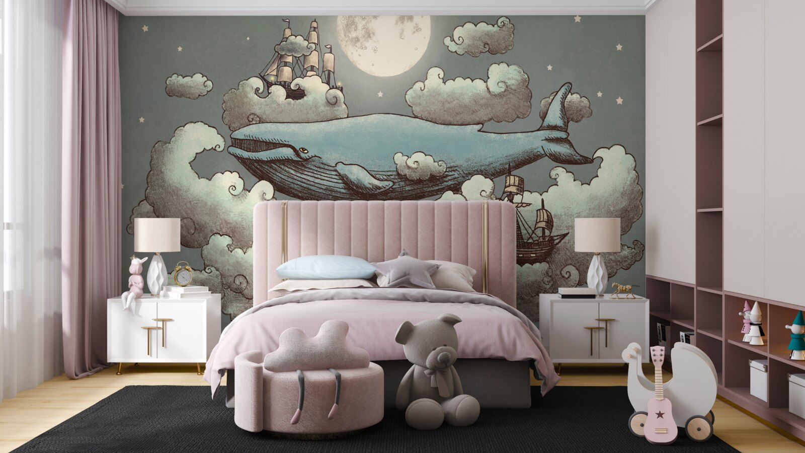 Фотошпалери гігантський кашалот серед хмар