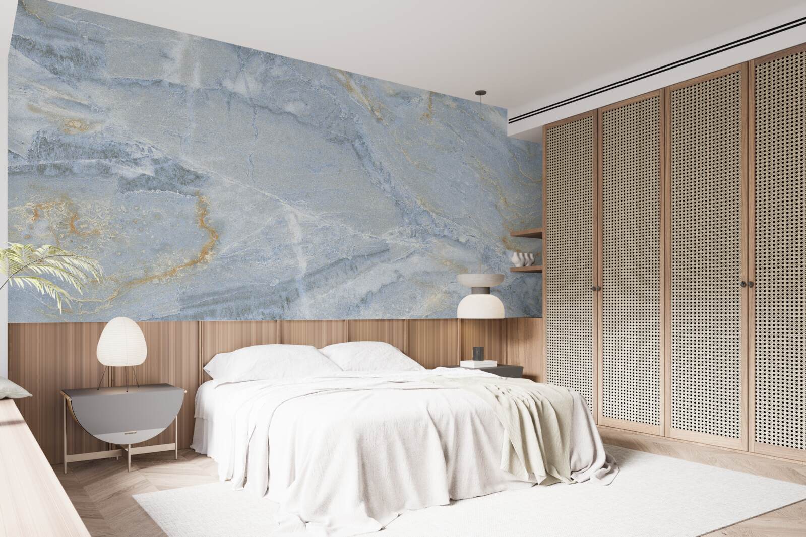 Фотошпалери сіро-чорні хвилі з золотистими контурами