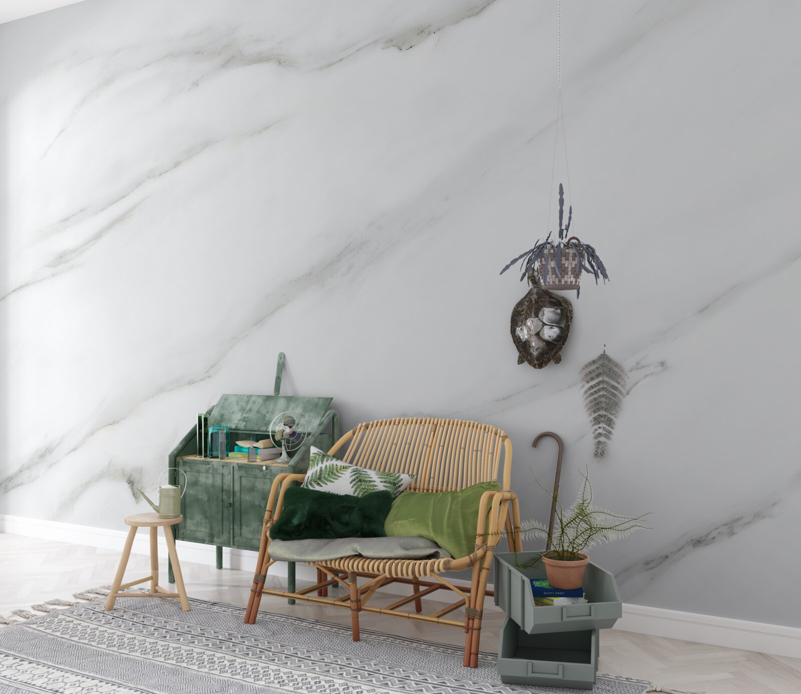 Фотошпалери Білосніжний мармур з сірими хвильовими візерунками