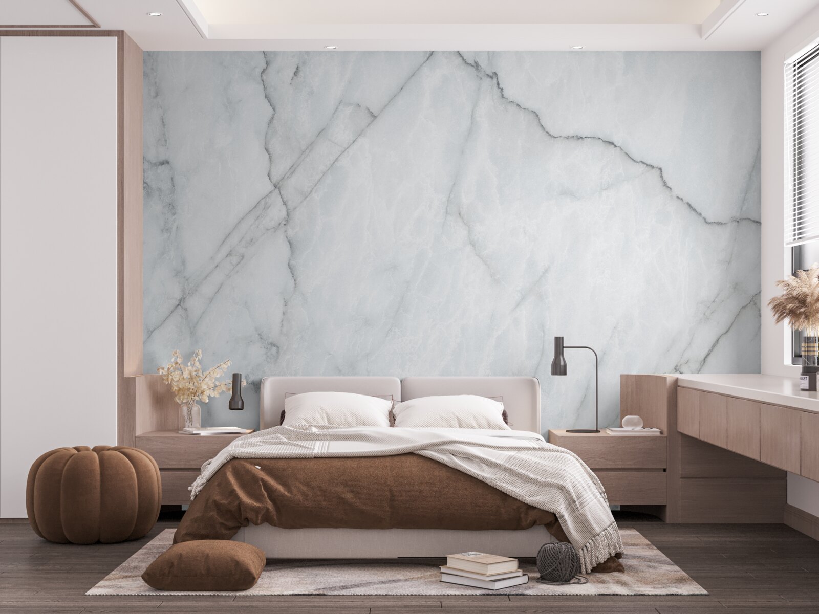 Фотошпалери сірий мармур з чорними вставками