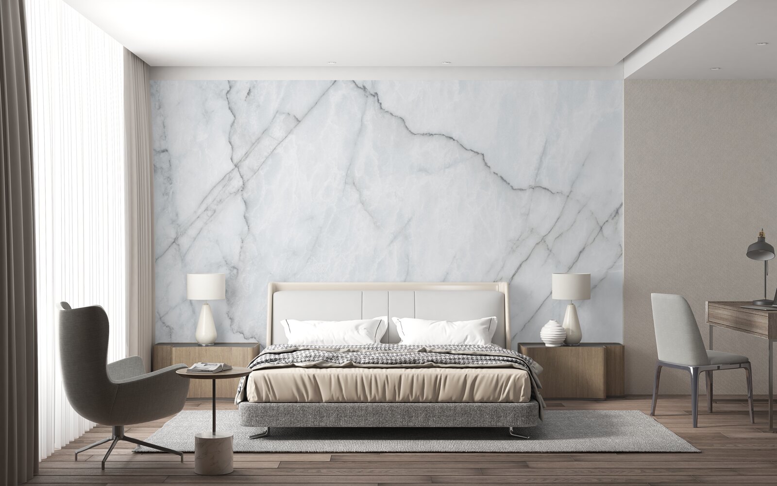 Фотошпалери сірий мармур з чорними вставками