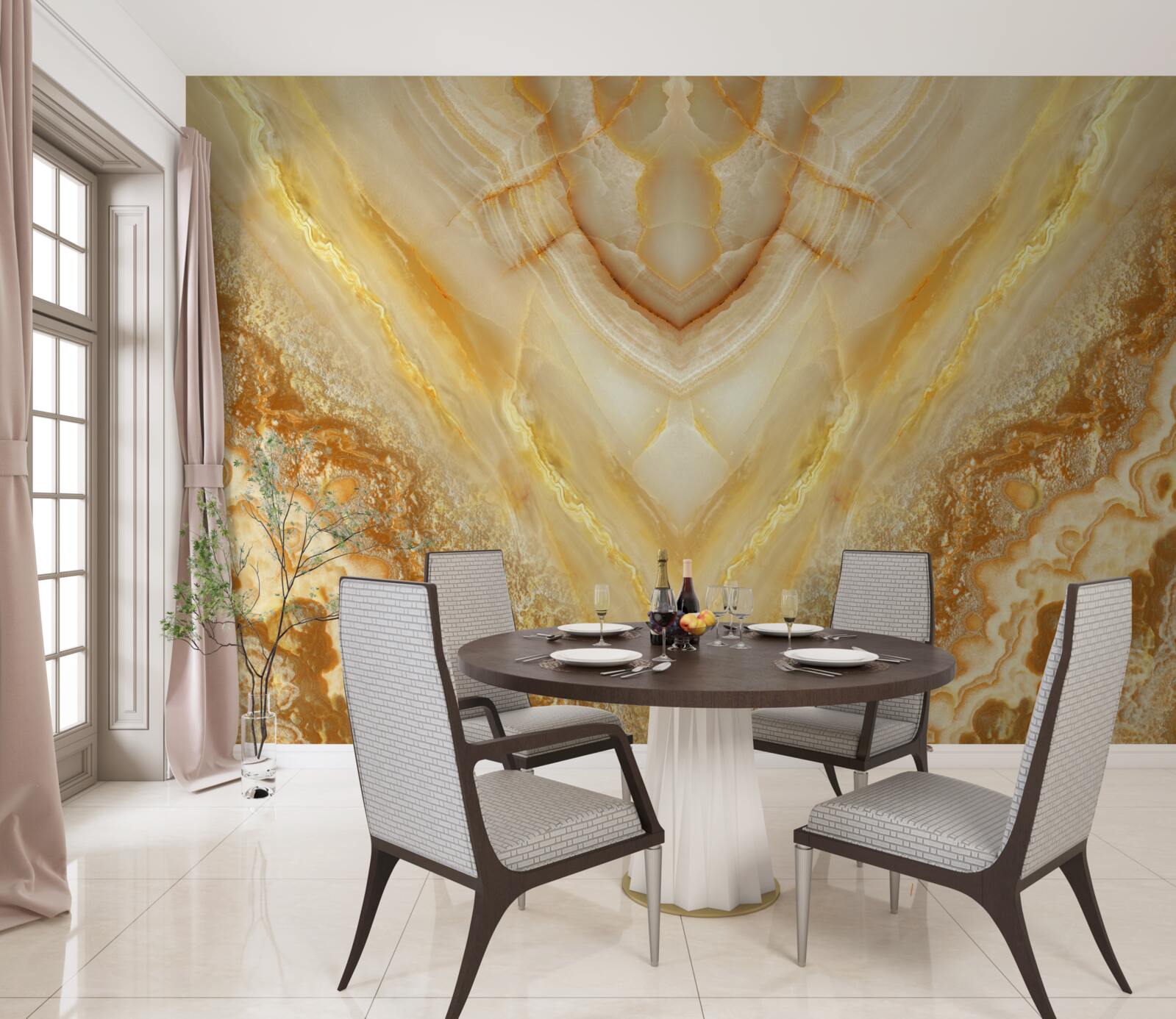 Фотошпалери шматочок бурштину на мармуровому тлі