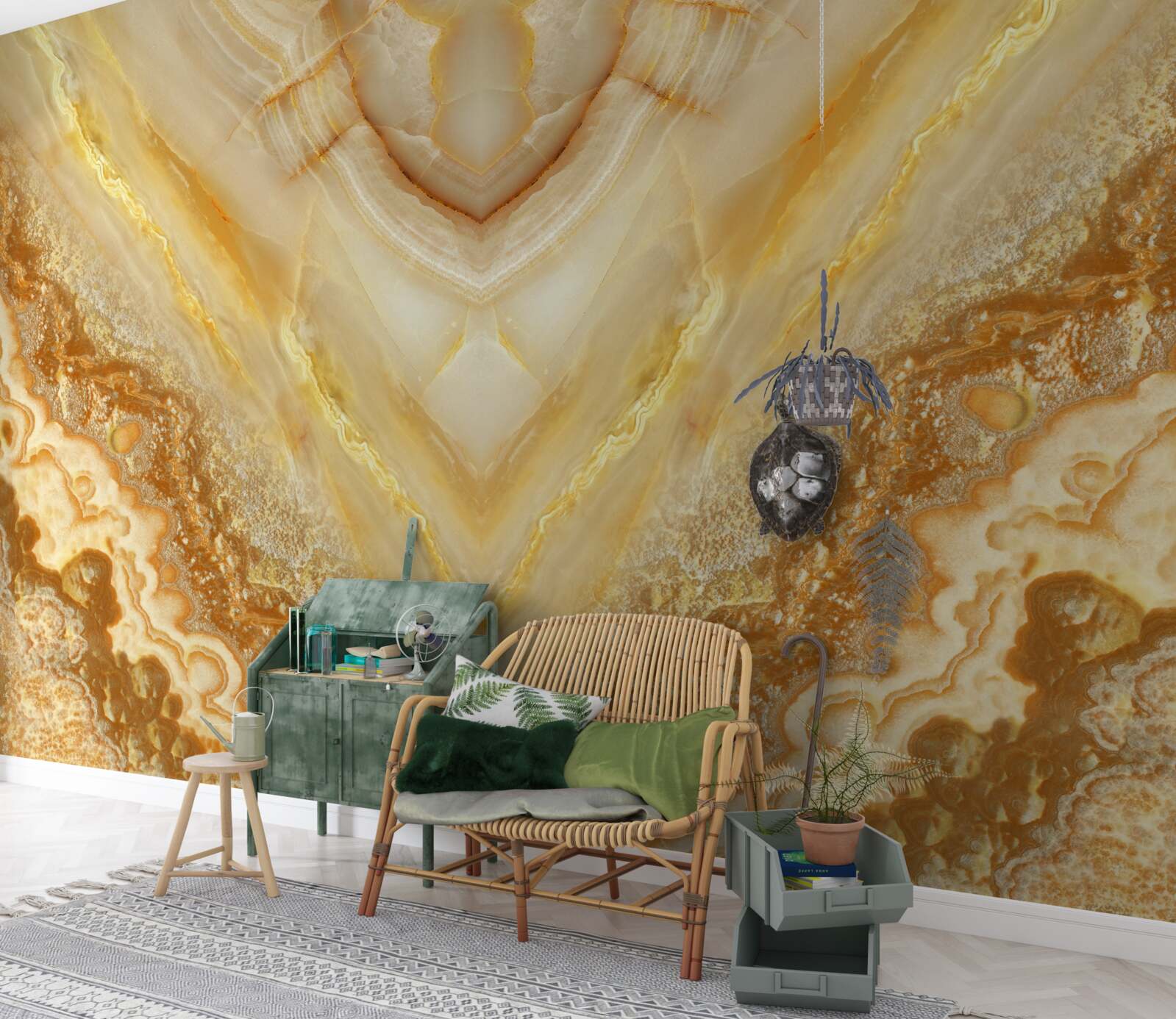 Фотошпалери шматочок бурштину на мармуровому тлі