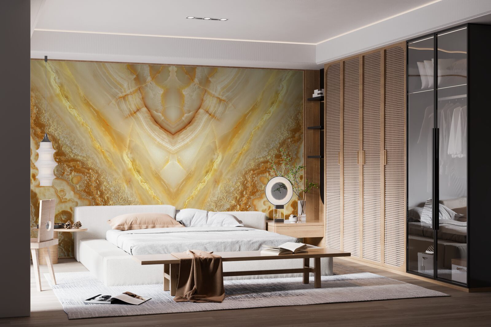 Фотошпалери шматочок бурштину на мармуровому тлі