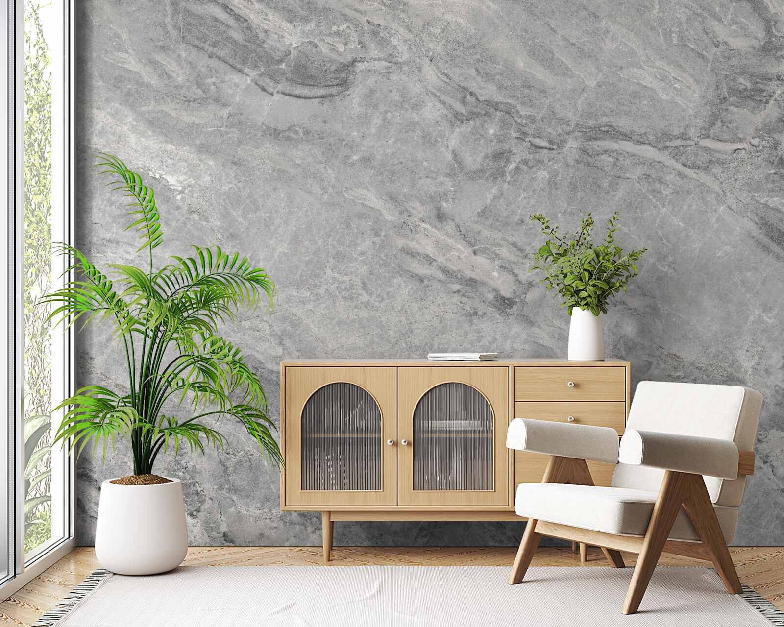 Фотошпалери сірий керамограніт з нечіткими краями