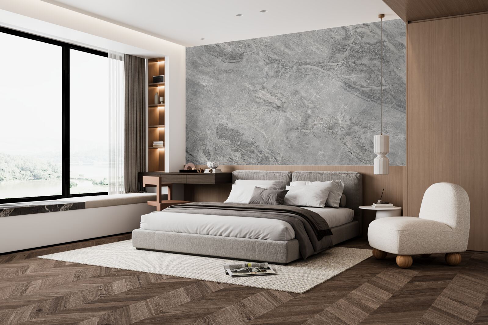 Фотошпалери сірий керамограніт з нечіткими краями