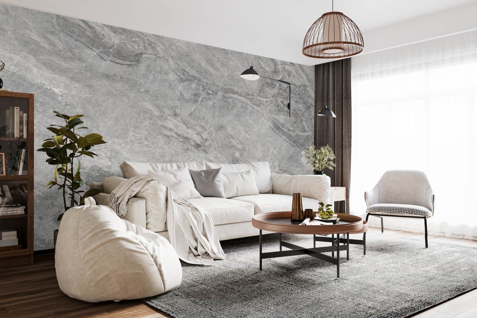 Фотошпалери сірий керамограніт з нечіткими краями