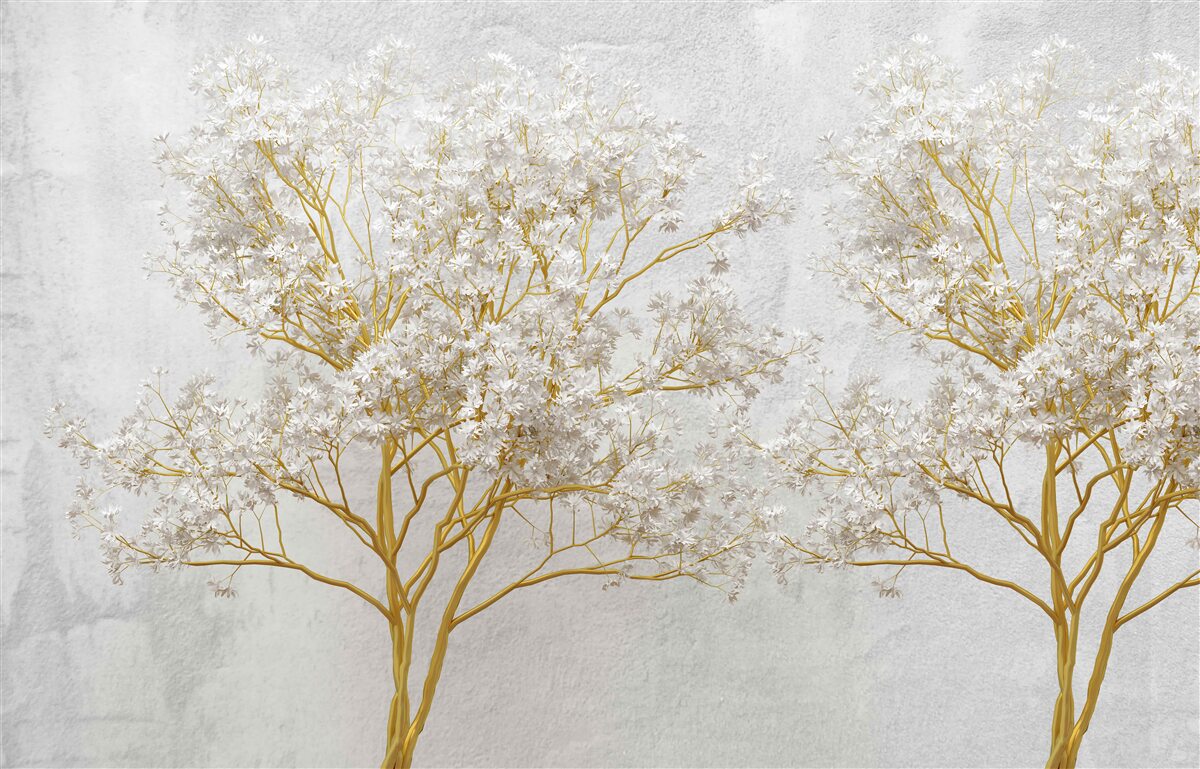 Фотошпалери білі дерева восени