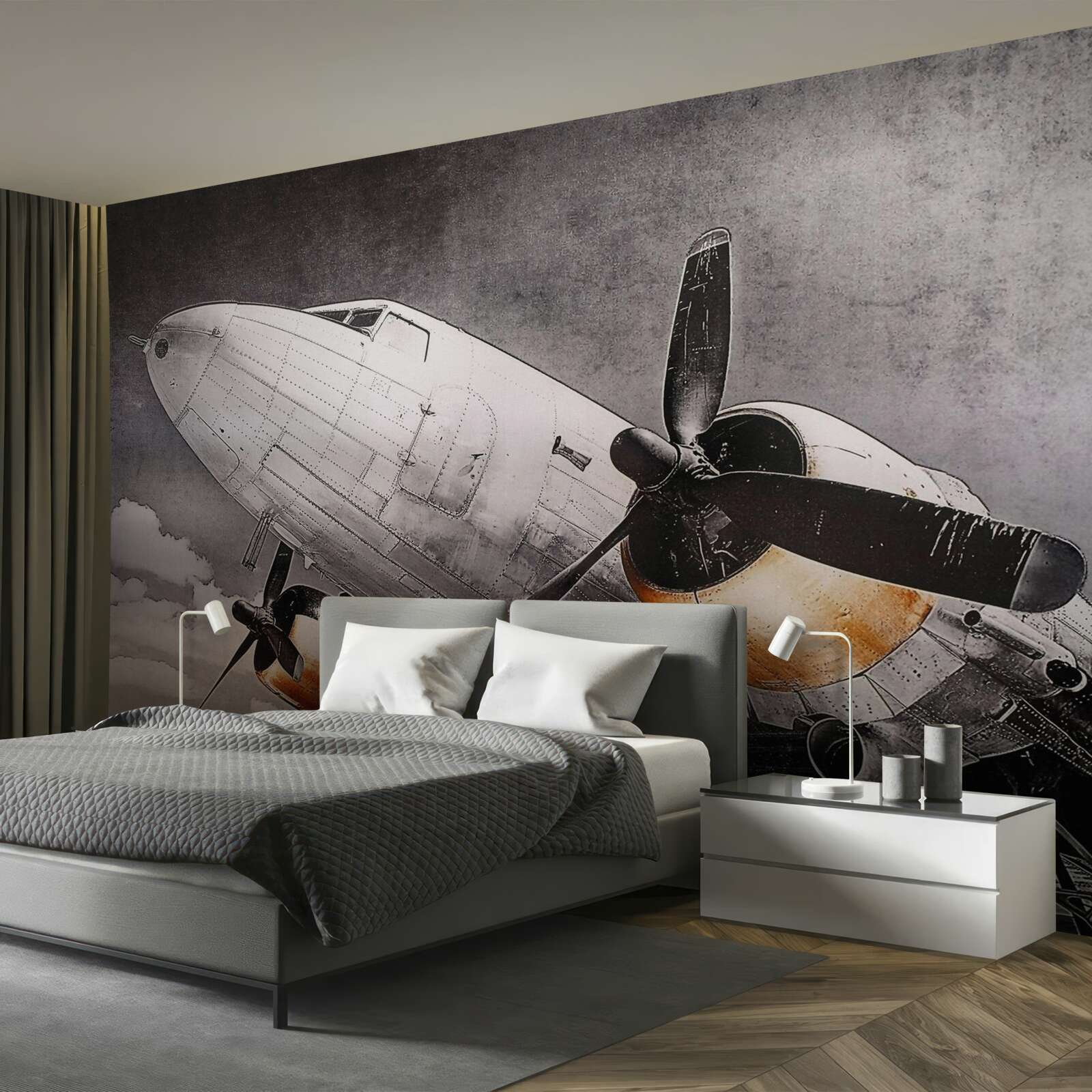 Фотошпалери літаки зображені білим кольором