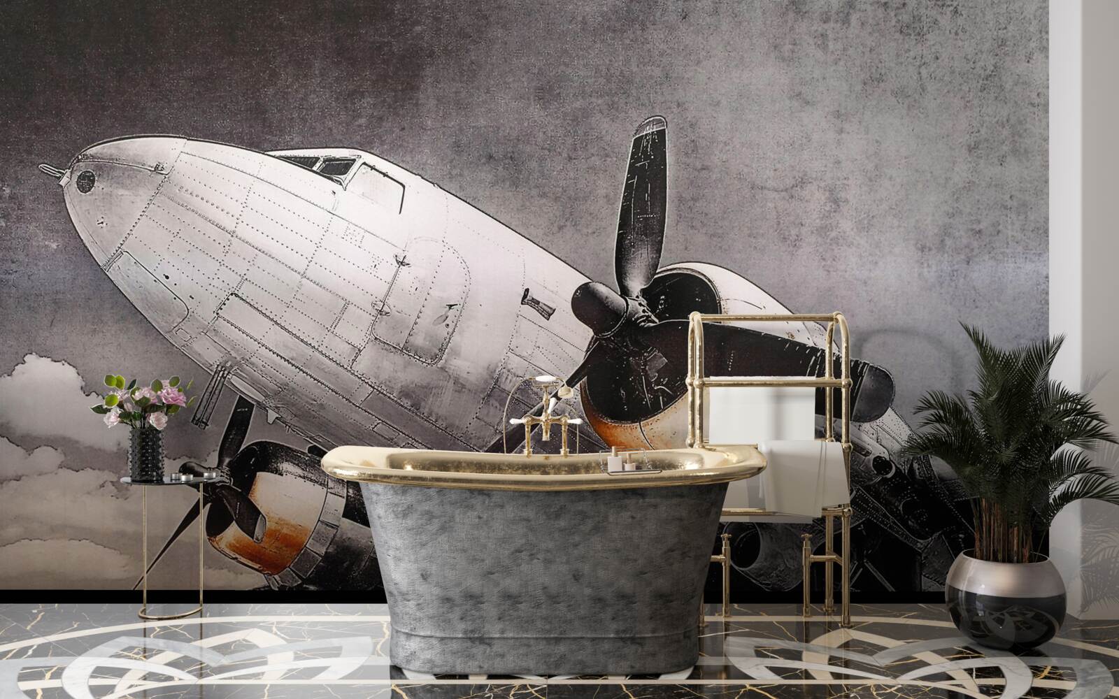 Фотошпалери літаки зображені білим кольором