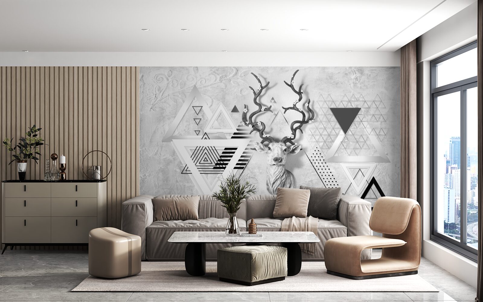 Фотошпалери абстрактне геометричне зображення гордого оленя