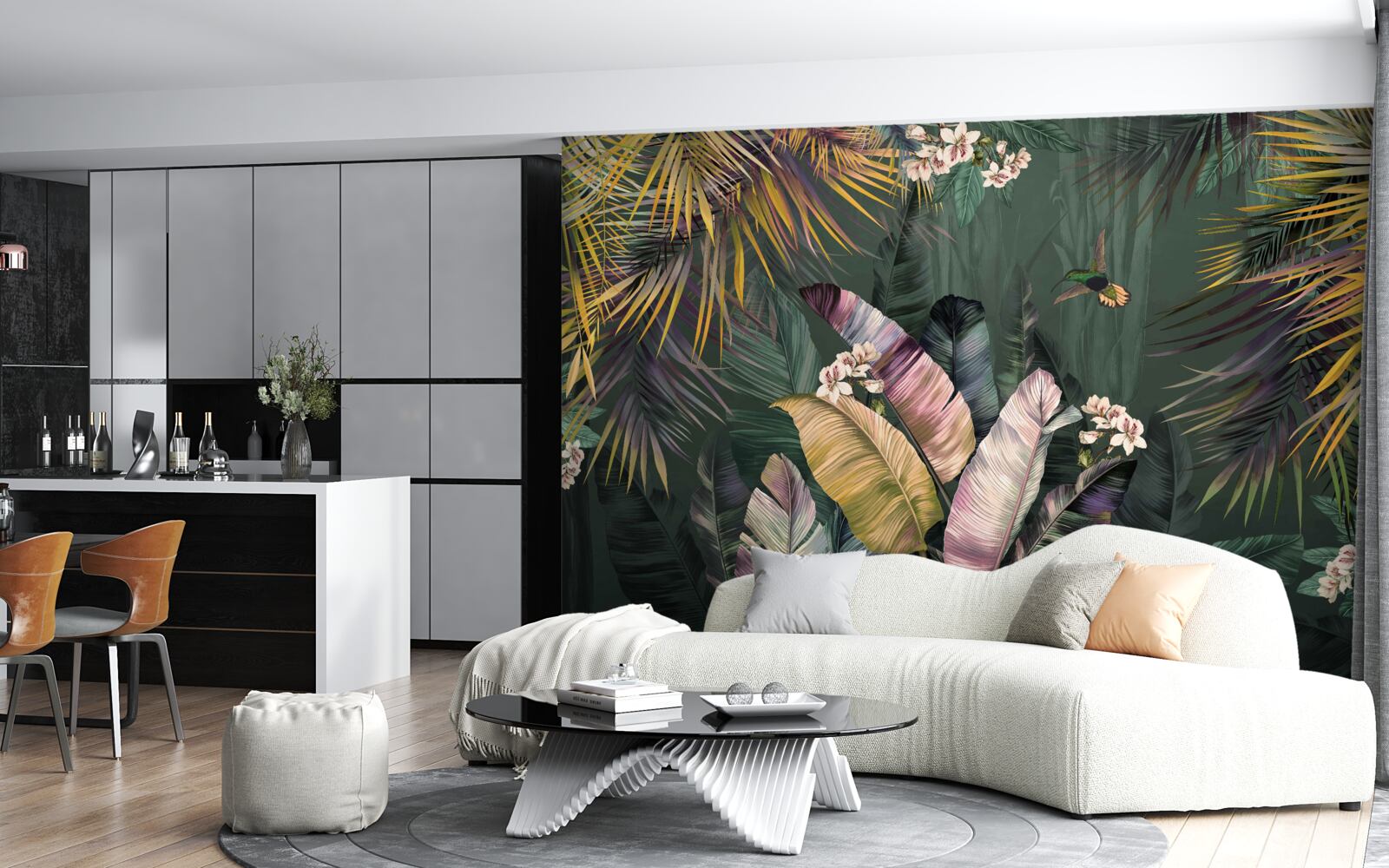 Фотошпалери пероподібні рослини в нічному лісі