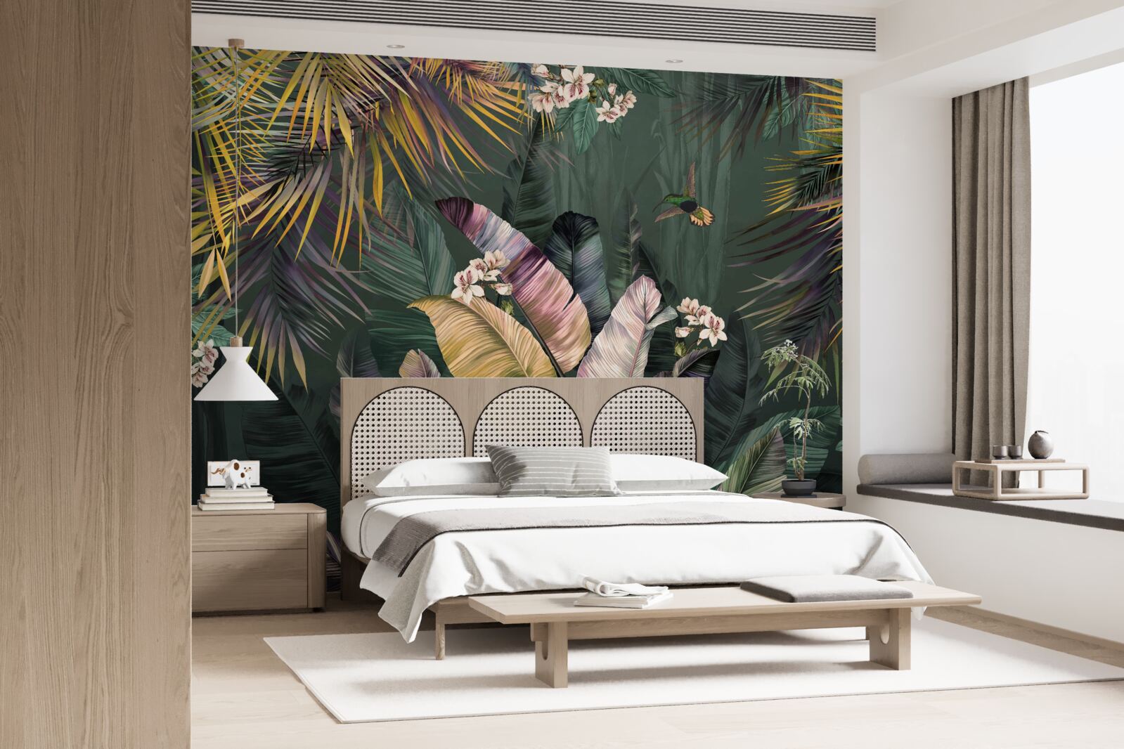 Фотошпалери пероподібні рослини в нічному лісі