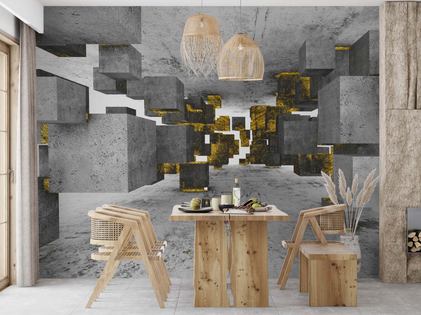 Фотошпалери щиколотки, що ширяють у повітрі, із золотими деталями