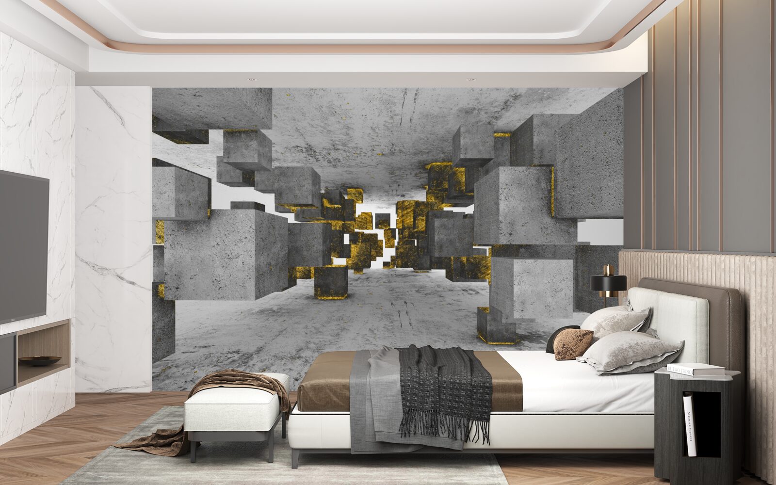 Фотошпалери щиколотки, що ширяють у повітрі, із золотими деталями