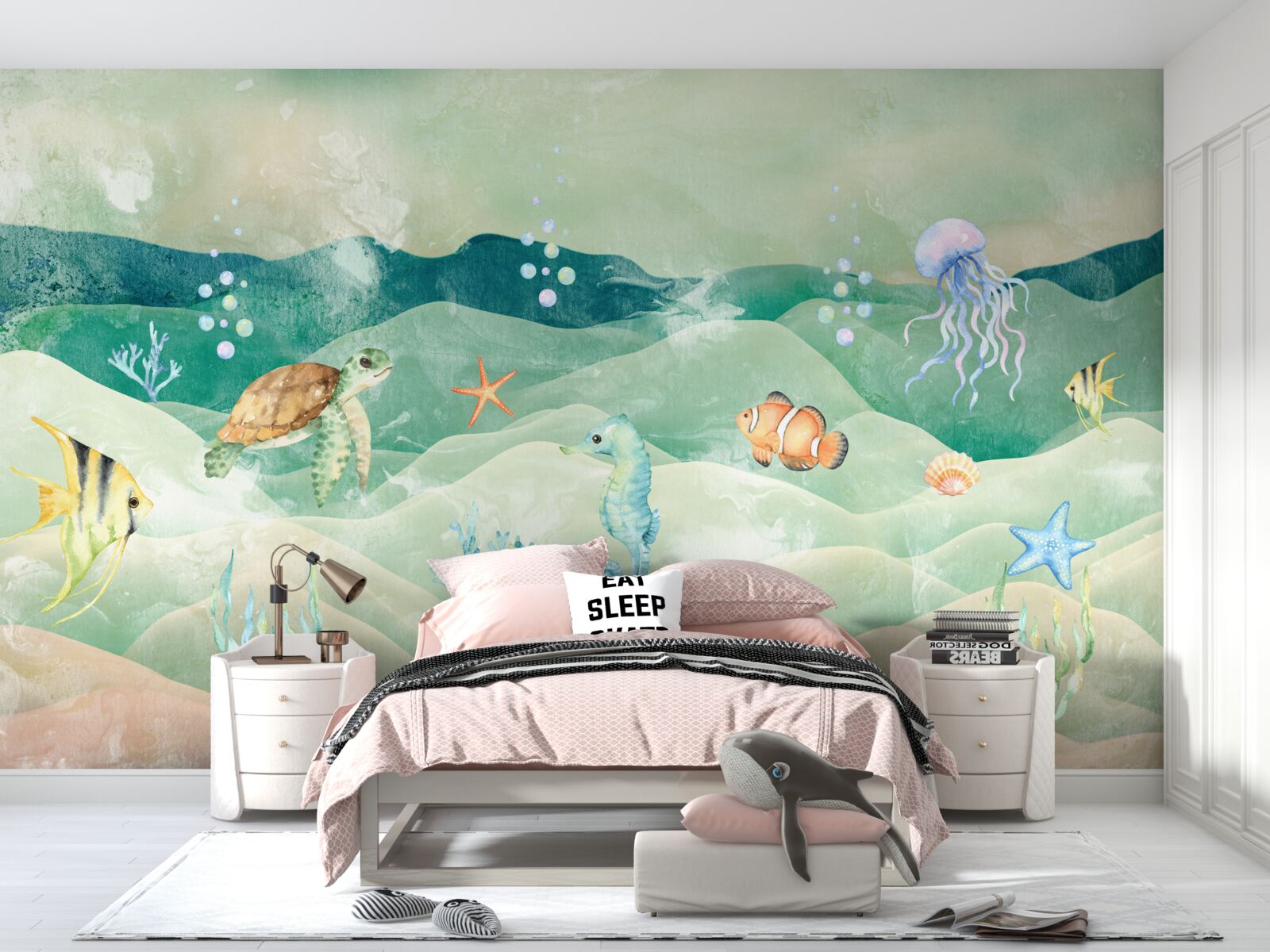 Фотошпалери багато морських мешканців та різноманітних риб