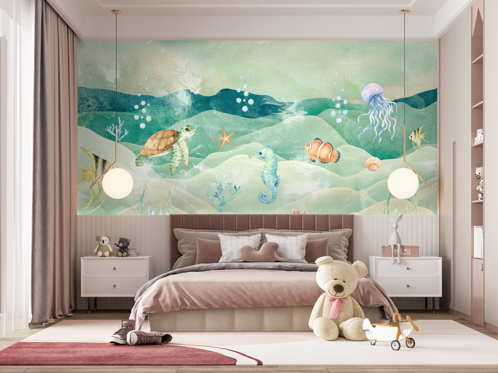 Фотошпалери багато морських мешканців та різноманітних риб