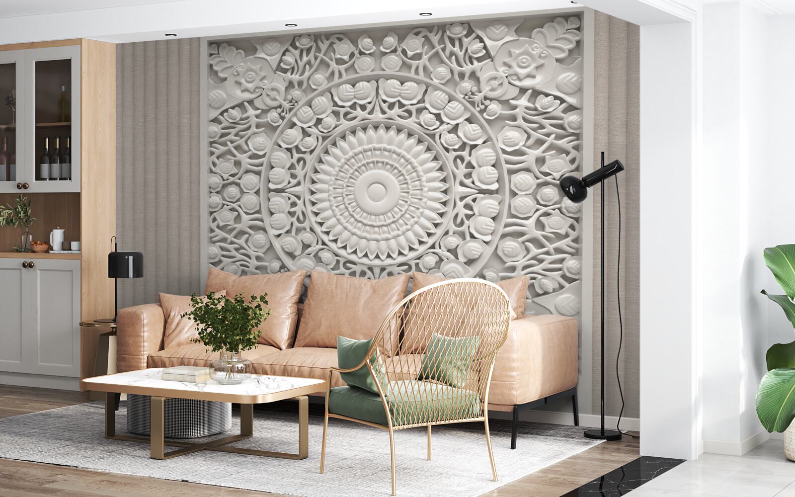 Фотошпалери об'ємний рельєф на сірому тлі