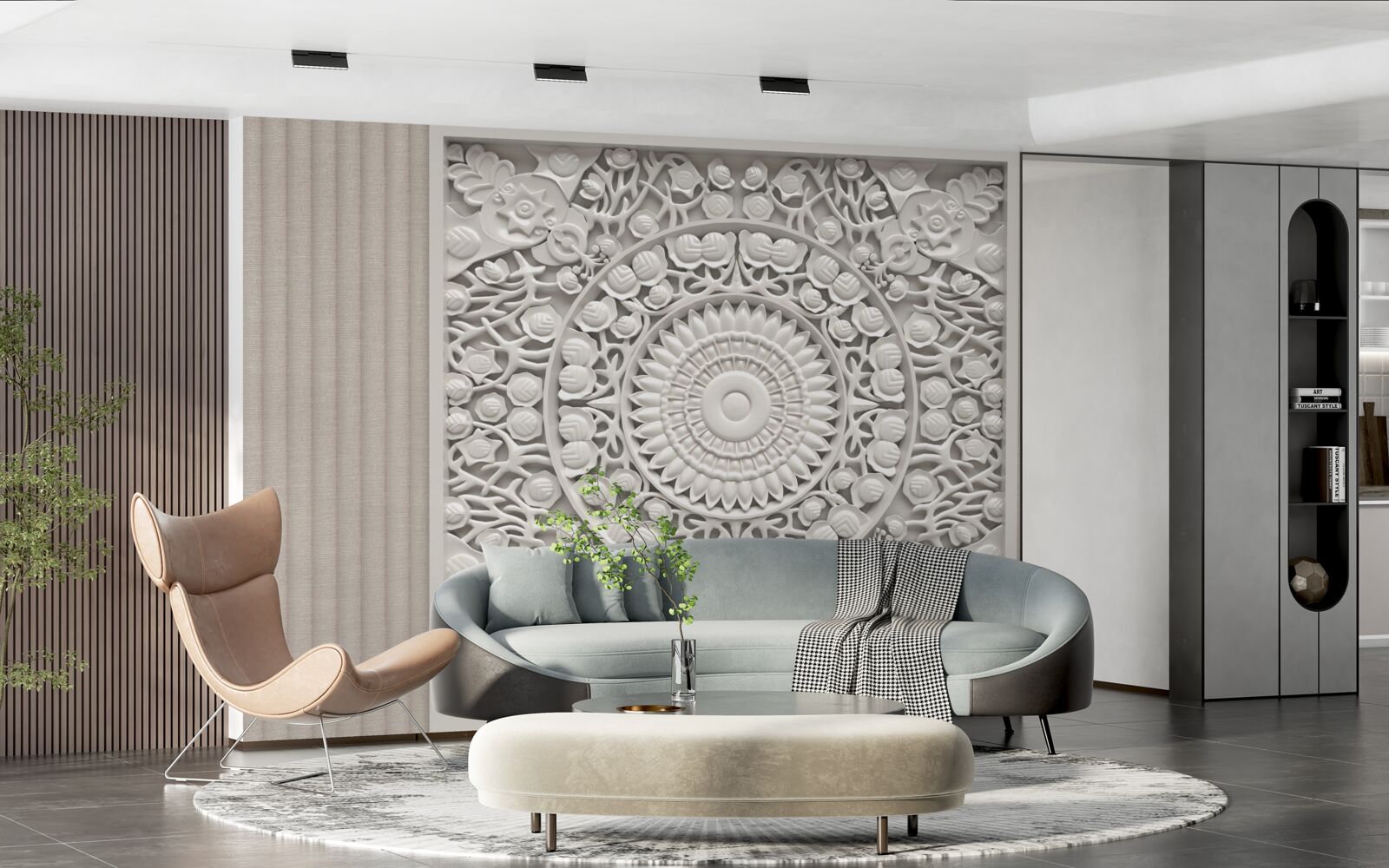 Фотошпалери об'ємний рельєф на сірому тлі