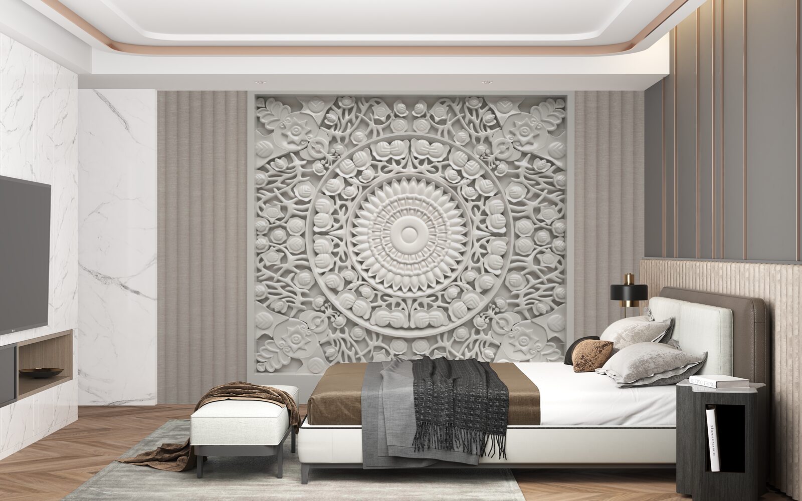 Фотошпалери об'ємний рельєф на сірому тлі