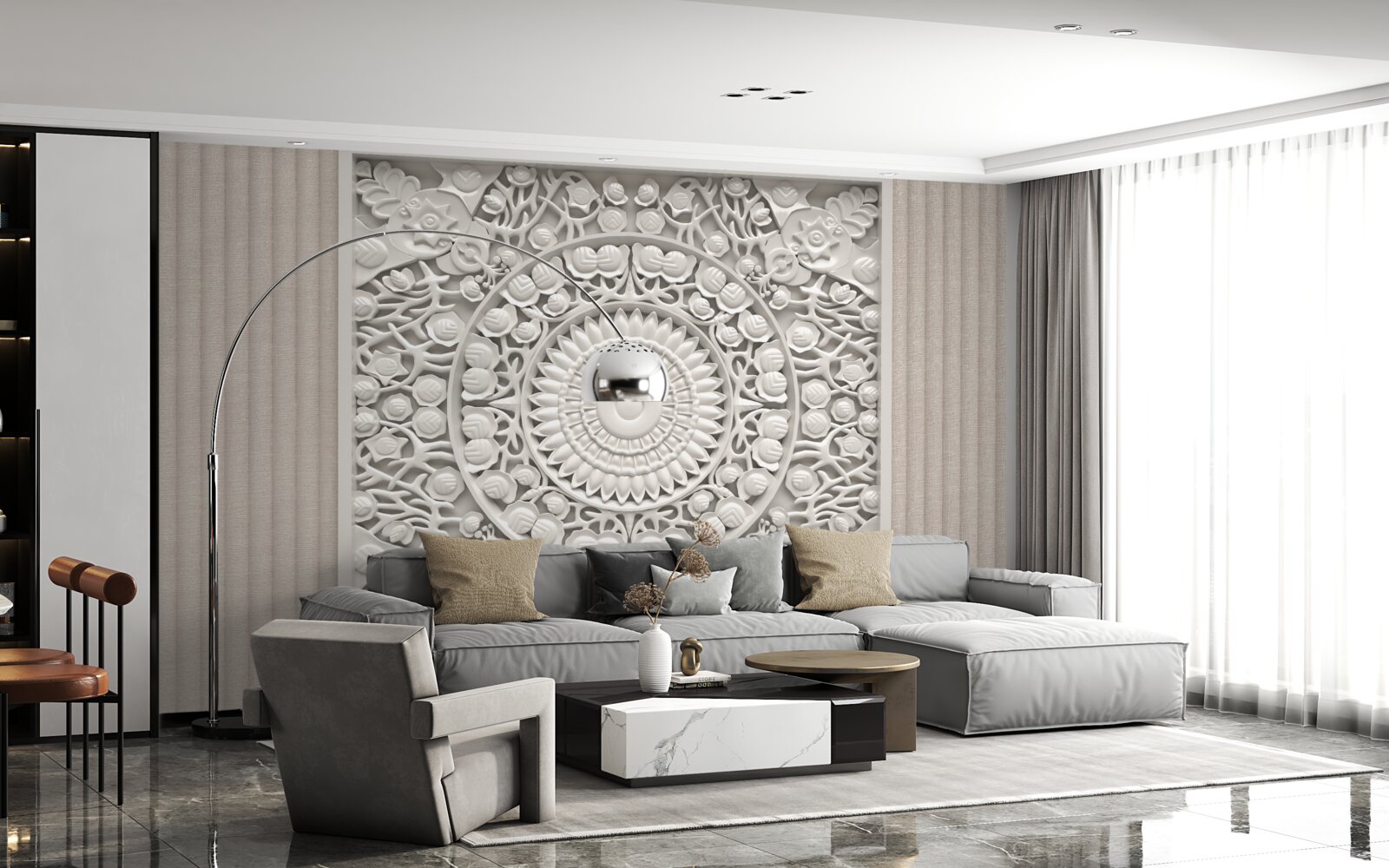 Фотошпалери об'ємний рельєф на сірому тлі