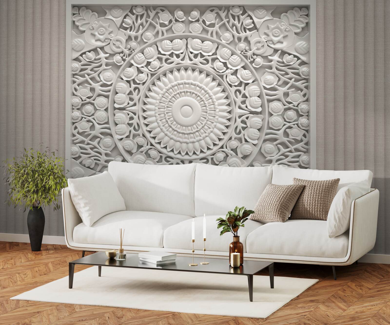 Фотошпалери об'ємний рельєф на сірому тлі