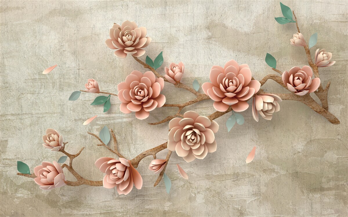 Фотошпалери під час дощу на гілках з'являються коричневі бруньки